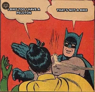 Batman slapping Robin for calling a Peloton a bike