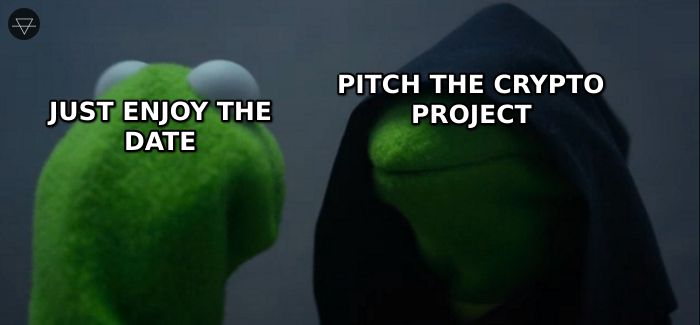 Kermit battling his evil self over whether to turn the date into a pitch meeting