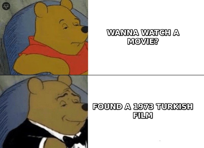 Tuxedo Winnie the Pooh meme about escalating movie suggestions